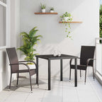 Garden Dining Set 3 pcs Brown Powder-Coated Steel