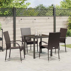 Garden Dining Set 5 pcs Brown Poly rattan