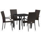 Garden Dining Set 5 pcs Brown Poly rattan