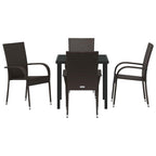 Garden Dining Set 5 pcs Brown Poly rattan