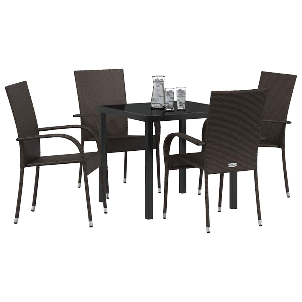 Garden Dining Set 5 pcs Brown Poly rattan