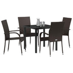 Garden Dining Set 5 pcs Brown Poly rattan