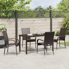 Garden Dining Set 5 pcs Brown Powder-Coated Steel