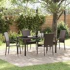Garden Dining Set 5 pcs Brown Powder-Coated Steel