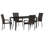 Garden Dining Set 5 pcs Brown Powder-Coated Steel