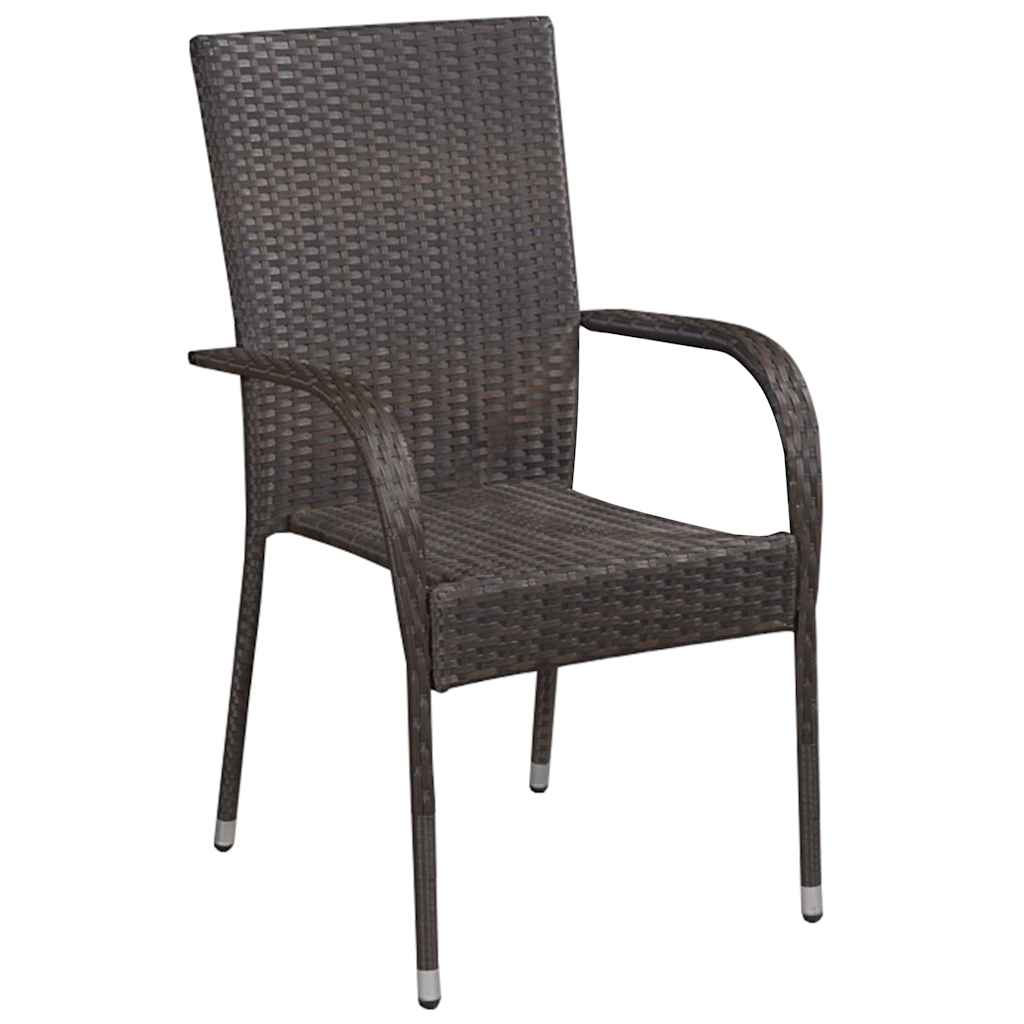 Garden Dining Set 5 pcs Brown Powder-Coated Steel