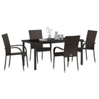 Garden Dining Set 5 pcs Brown Powder-Coated Steel