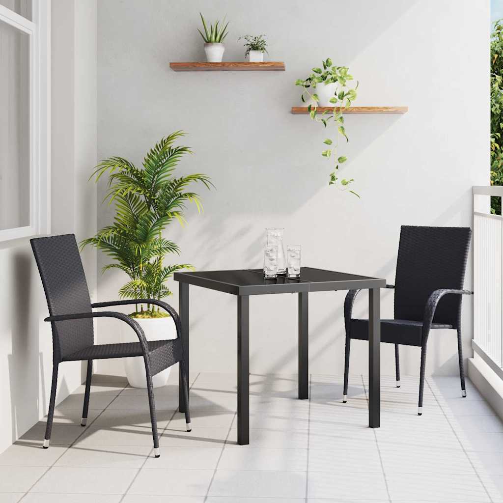 Garden Dining Set 3 pcs Black Powder-Coated Steel