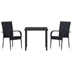 Garden Dining Set 3 pcs Black Powder-Coated Steel