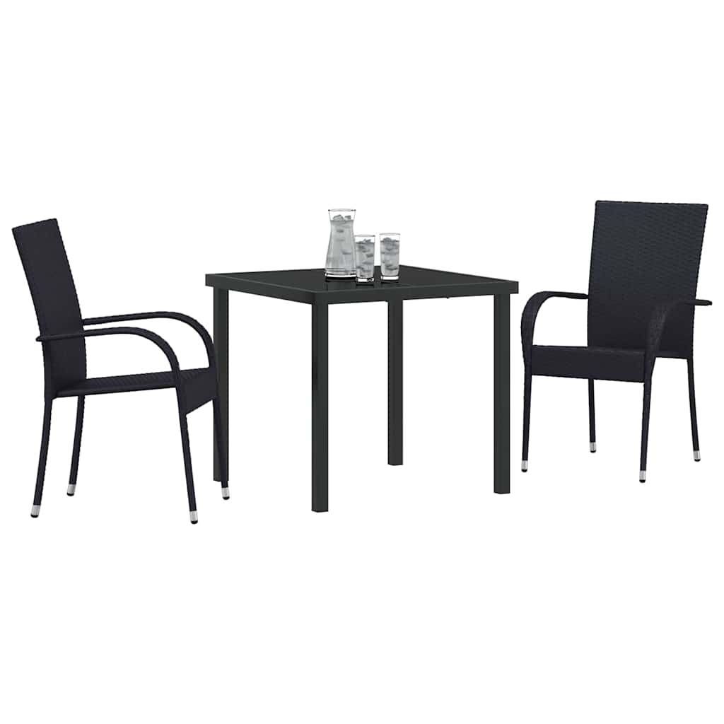 Garden Dining Set 3 pcs Black Powder-Coated Steel