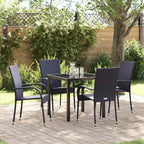 Garden Dining Set 5 pcs Black Powder-Coated Steel