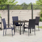 Garden Dining Set 5 pcs Black Powder-Coated Steel