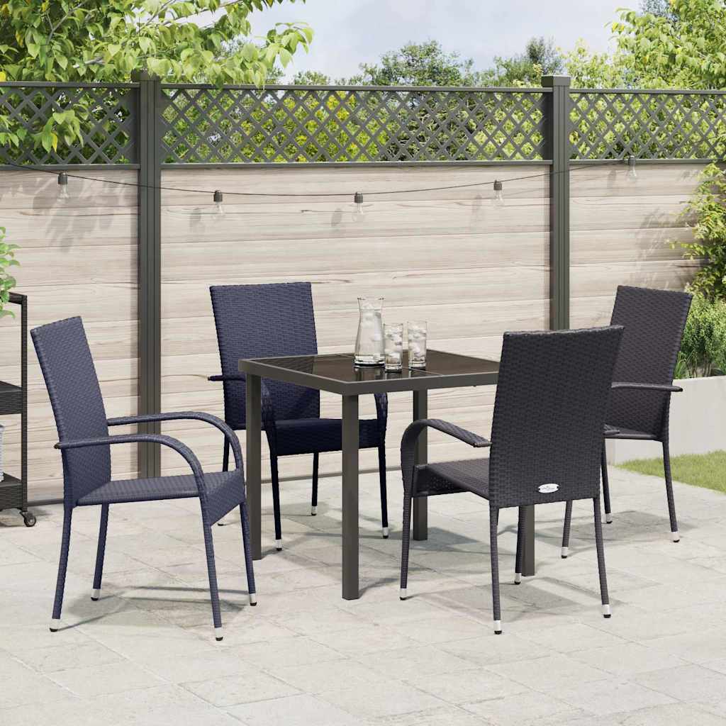 Garden Dining Set 5 pcs Black Powder-Coated Steel