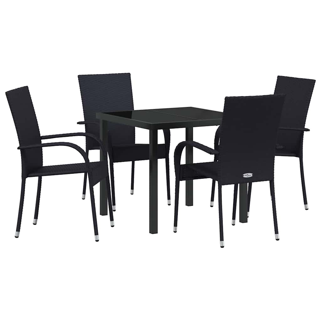 Garden Dining Set 5 pcs Black Powder-Coated Steel