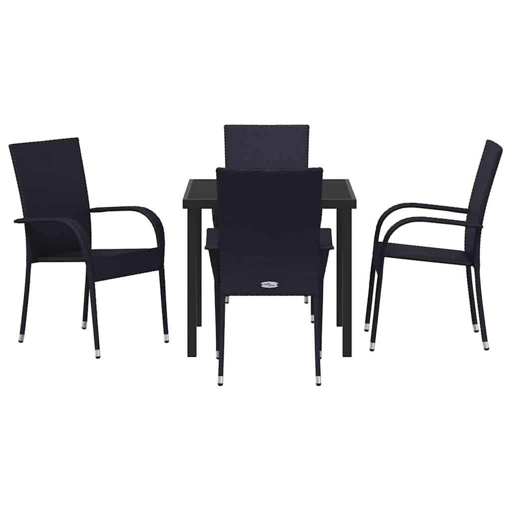Garden Dining Set 5 pcs Black Powder-Coated Steel