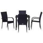 Garden Dining Set 5 pcs Black Powder-Coated Steel