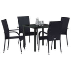 Garden Dining Set 5 pcs Black Powder-Coated Steel