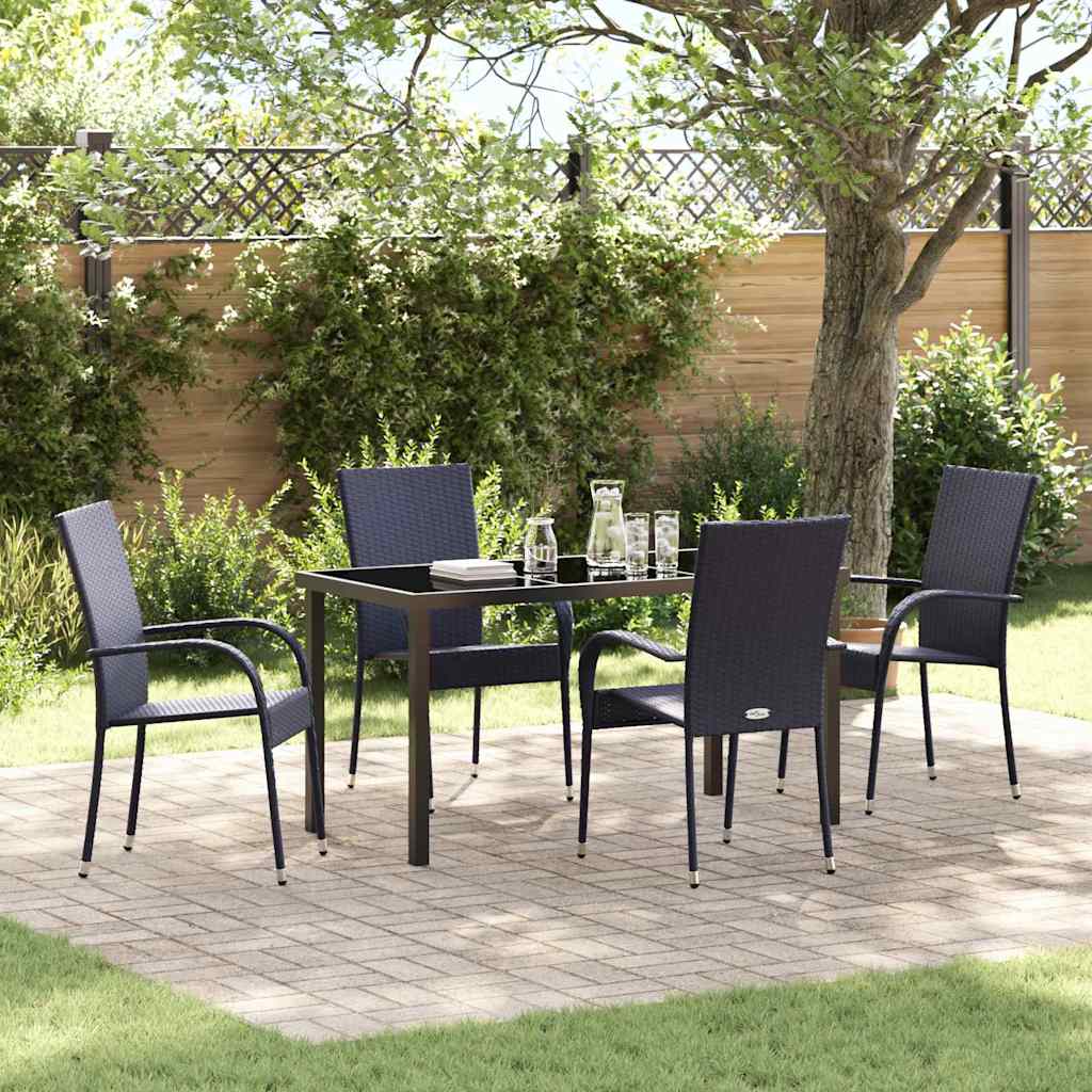 Garden Dining Set 5 pcs Black Powder-Coated Steel