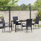 Garden Dining Set 5 pcs Black Powder-Coated Steel