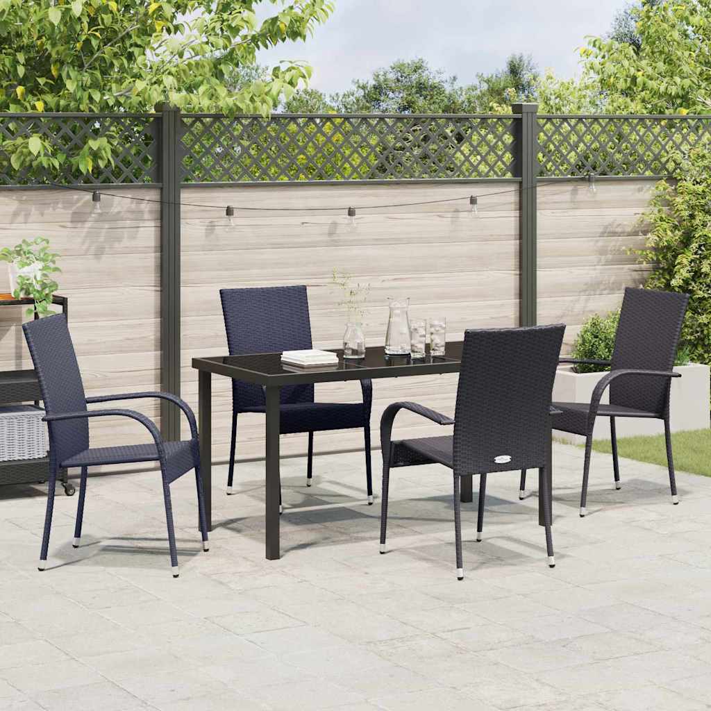 Garden Dining Set 5 pcs Black Powder-Coated Steel