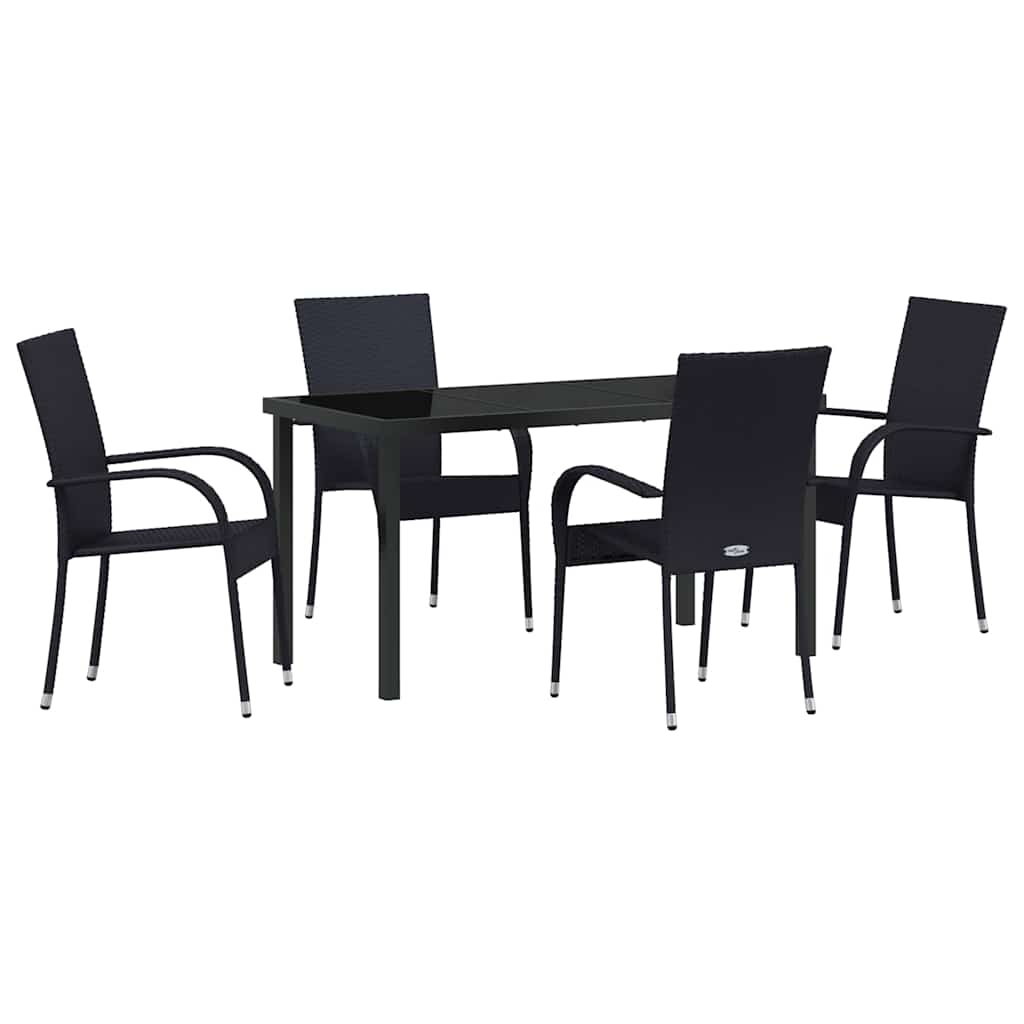 Garden Dining Set 5 pcs Black Powder-Coated Steel