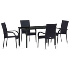 Garden Dining Set 5 pcs Black Powder-Coated Steel