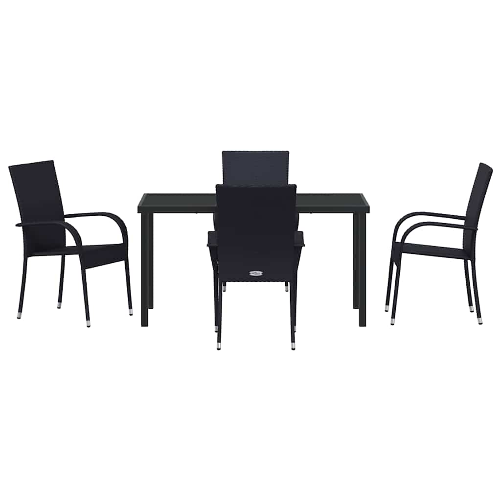Garden Dining Set 5 pcs Black Powder-Coated Steel