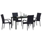 Garden Dining Set 5 pcs Black Powder-Coated Steel