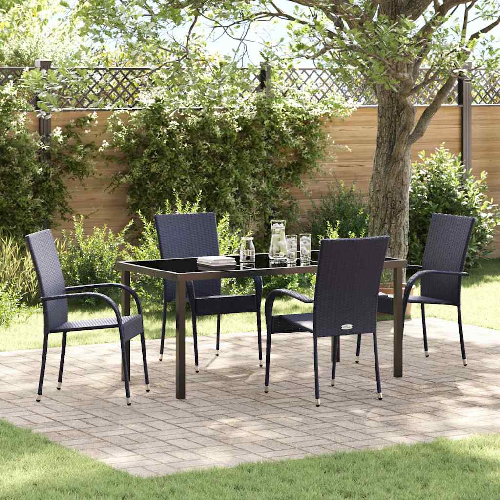 Garden Dining Set 5 pcs Black Powder-Coated Steel