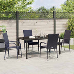 Garden Dining Set 5 pcs Black Powder-Coated Steel