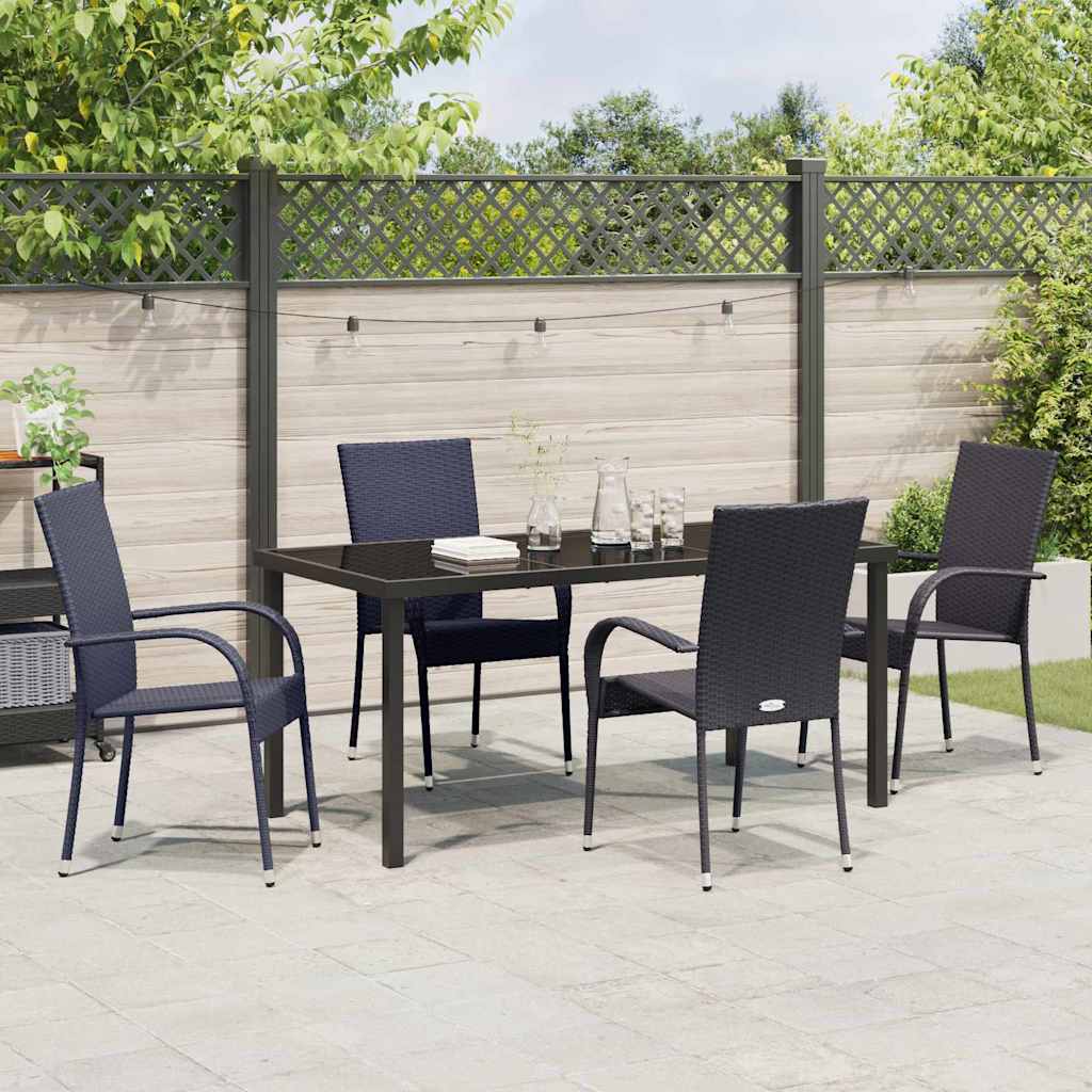 Garden Dining Set 5 pcs Black Powder-Coated Steel