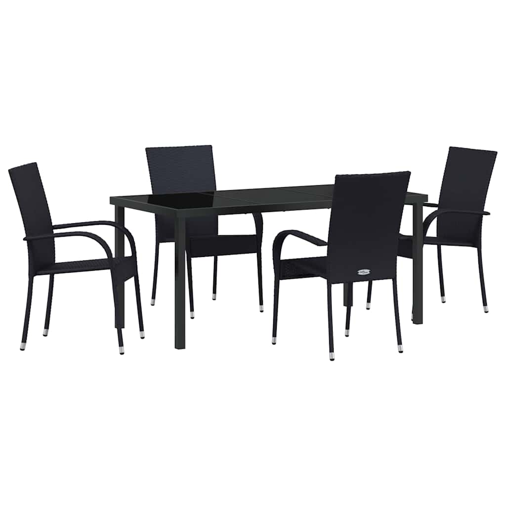 Garden Dining Set 5 pcs Black Powder-Coated Steel