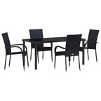 Garden Dining Set 5 pcs Black Powder-Coated Steel
