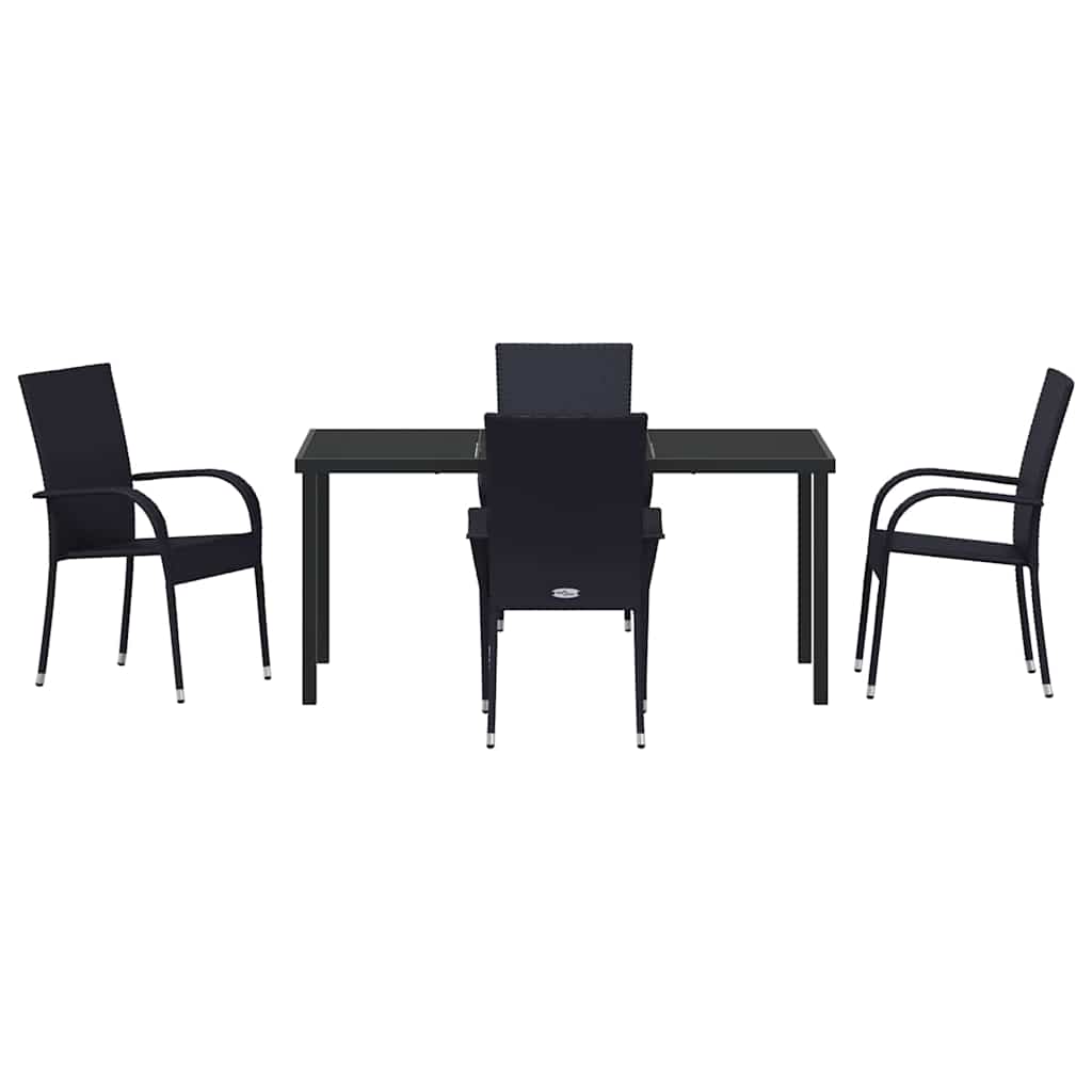 Garden Dining Set 5 pcs Black Powder-Coated Steel