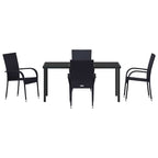 Garden Dining Set 5 pcs Black Powder-Coated Steel