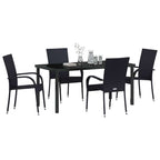 Garden Dining Set 5 pcs Black Powder-Coated Steel