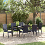 Garden Dining Set 7 pcs Black Powder-Coated Steel