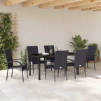 Garden Dining Set 7 pcs Black Powder-Coated Steel