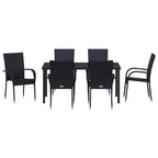 Garden Dining Set 7 pcs Black Powder-Coated Steel