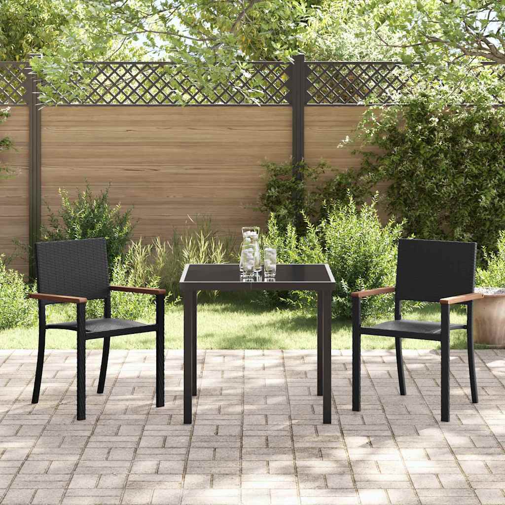 Garden Dining Set 3 pcs Black Powder-Coated Steel