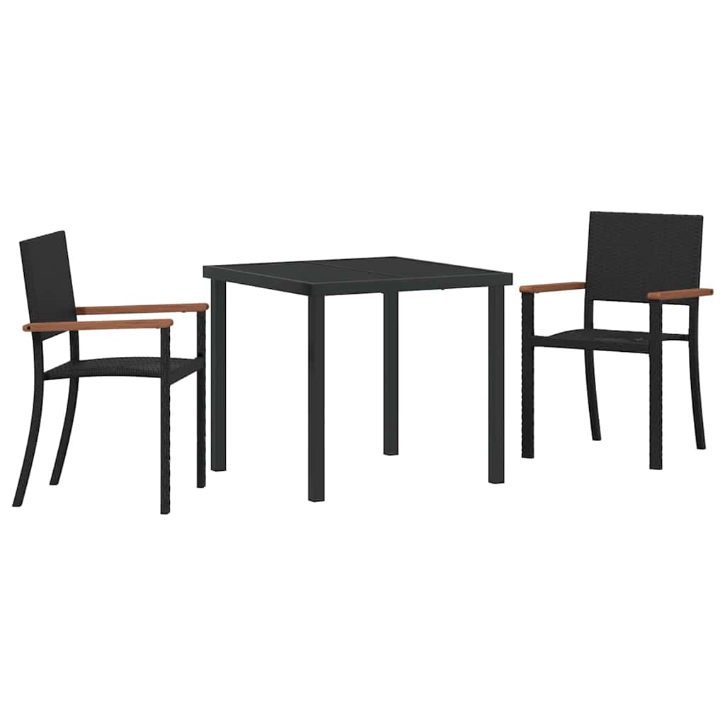 Garden Dining Set 3 pcs Black Powder-Coated Steel