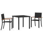 Garden Dining Set 3 pcs Black Powder-Coated Steel