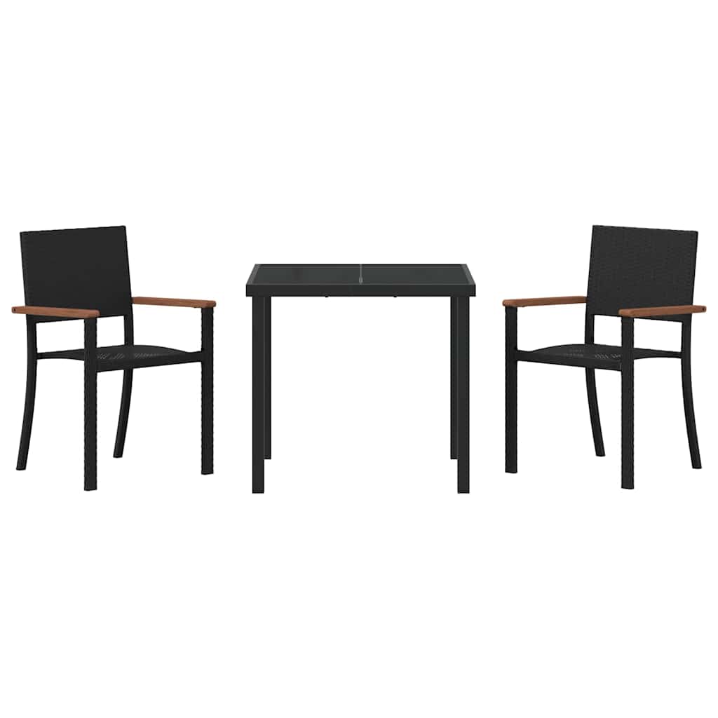 Garden Dining Set 3 pcs Black Powder-Coated Steel