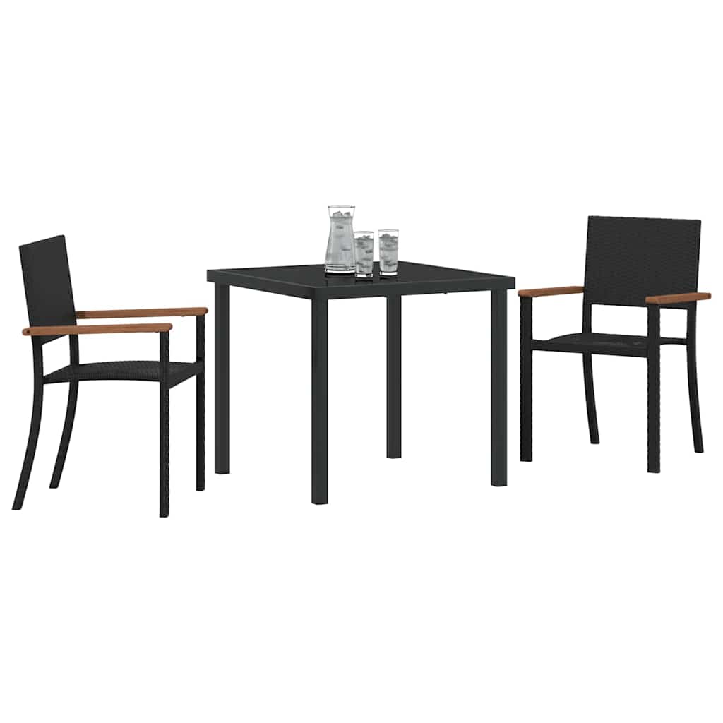 Garden Dining Set 3 pcs Black Powder-Coated Steel