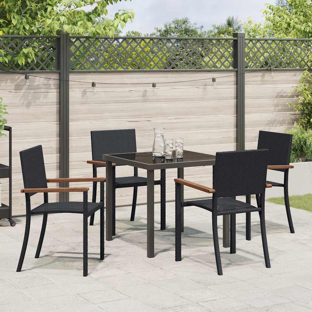 Garden Dining Set 5 pcs Black Powder-Coated Steel