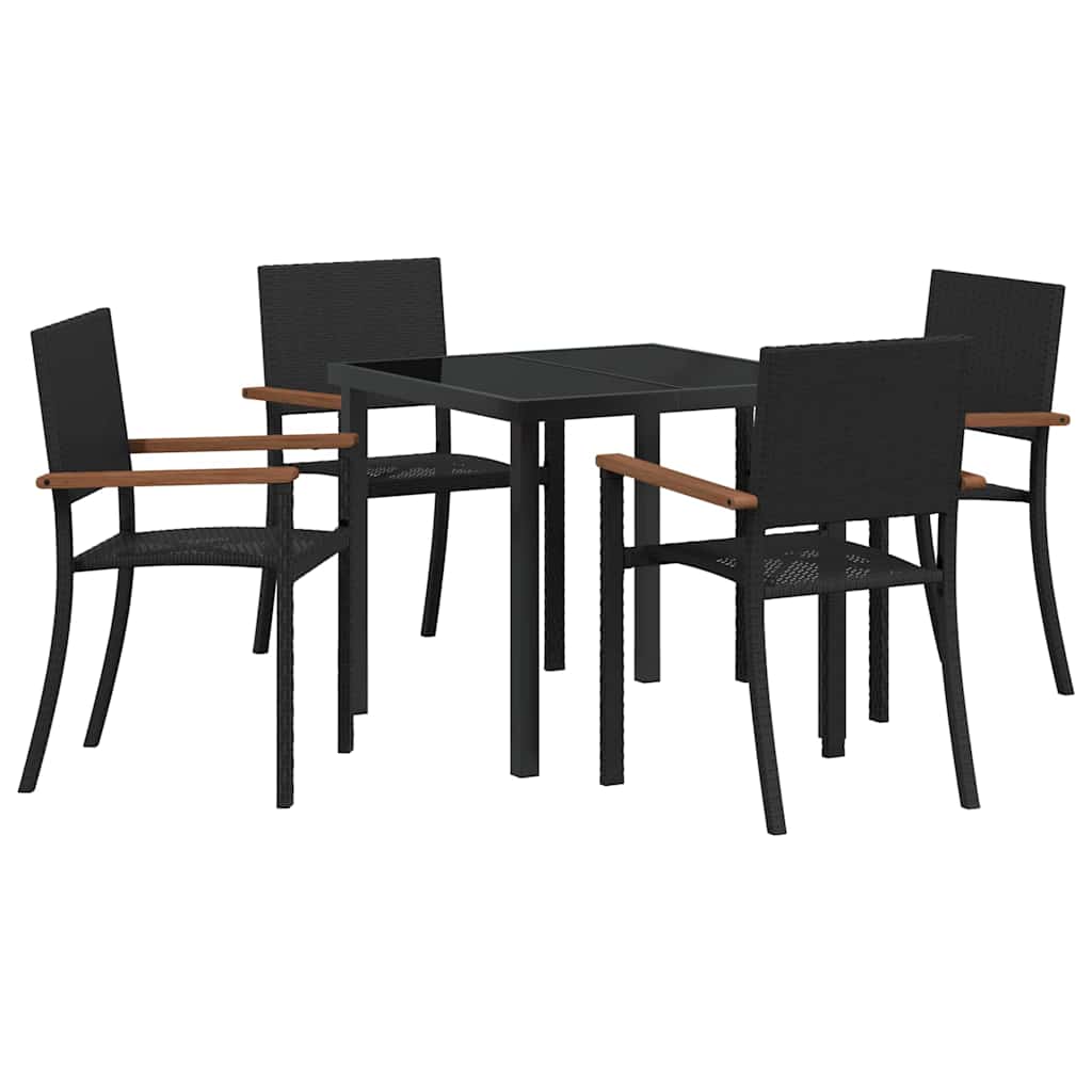 Garden Dining Set 5 pcs Black Powder-Coated Steel