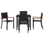 Garden Dining Set 5 pcs Black Powder-Coated Steel