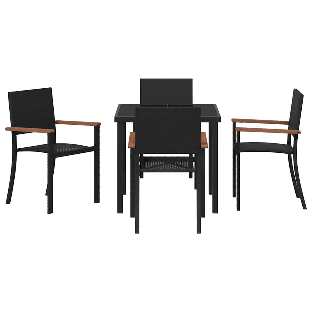Garden Dining Set 5 pcs Black Powder-Coated Steel