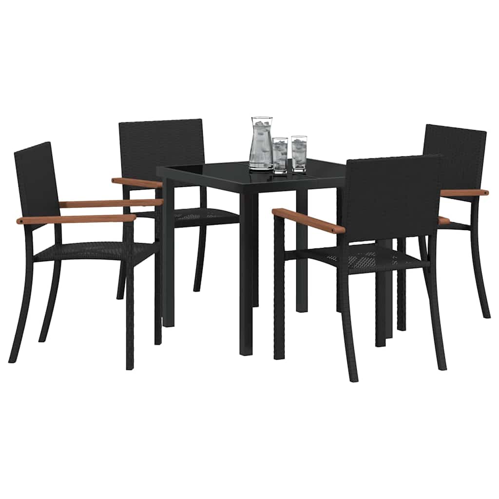 Garden Dining Set 5 pcs Black Powder-Coated Steel