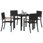 Garden Dining Set 5 pcs Black Powder-Coated Steel